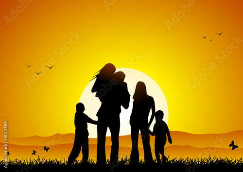 Family at sunset