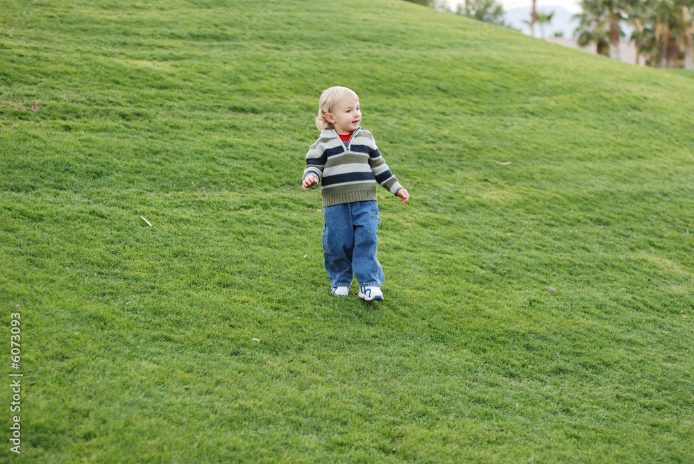 a little kid is enjoying his time in the park a little kid is enjoying his time in the park