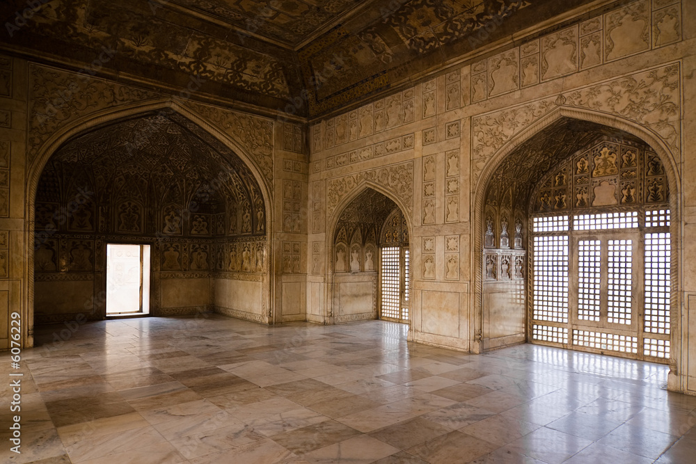 The hall of the Khas Mahal, inside of Red Fort - Agra, India The hall of the Khas Mahal, inside of Red Fort - Agra, India