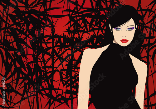 Lovely girl on bamboos background
