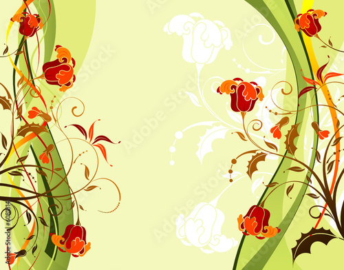 Flower background with waves pattern, design, vector © TAlex
