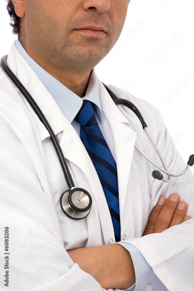 medical doctor with stethoscope on white background medical doctor with stethoscope on white background