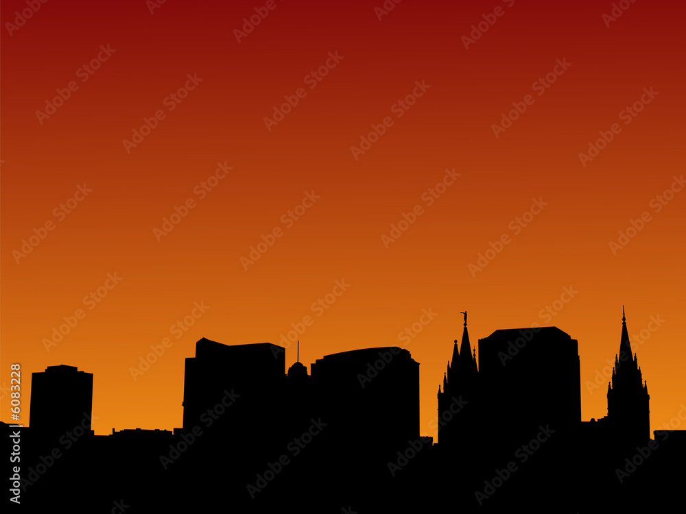 Salt Lake city skyline at sunset