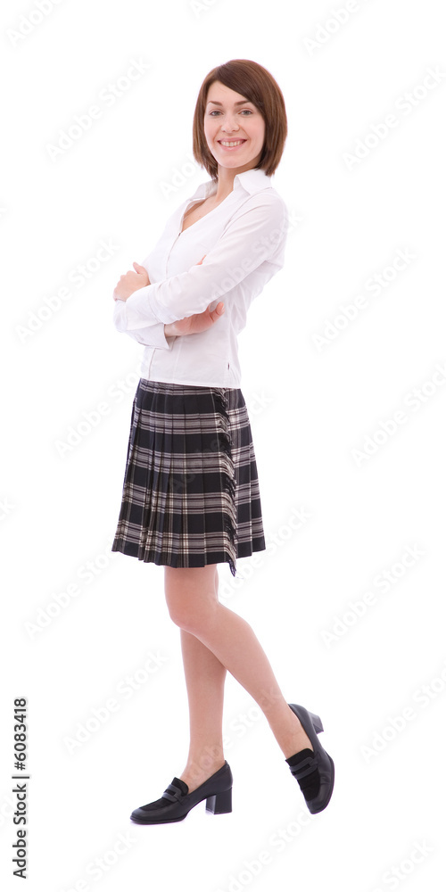 young and beautiful businesswoman on white background young and beautiful businesswoman on white background