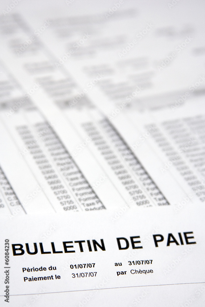Fototapeta premium Rémunération, salaire et bulletin de paie