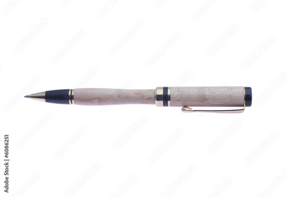 Naklejka premium wooden ink pen isolated on white backgroung