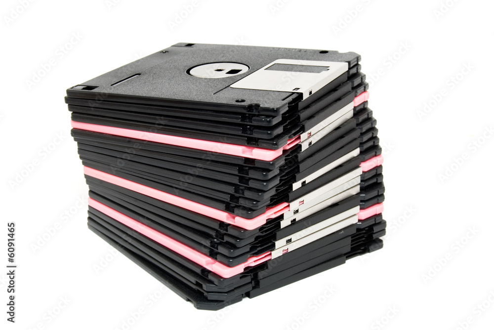Diskettes photographed on a white background