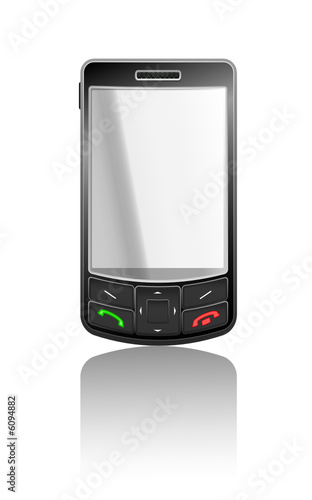 Vector realistic illustration of a black PDA with black buttons