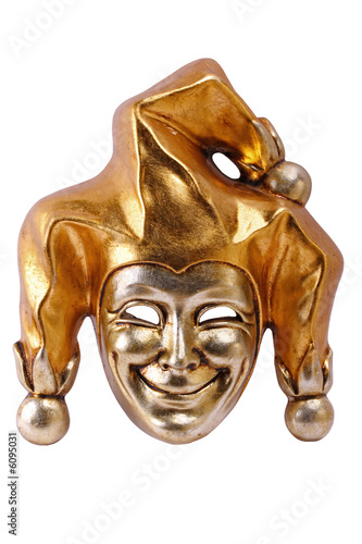 Golden Venetian mask  isolated on white