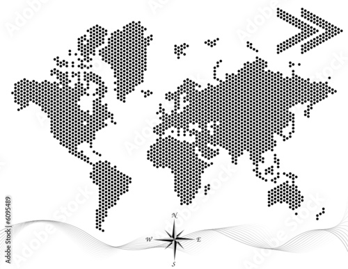 Vector dotted world map - Black
