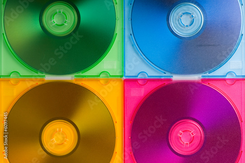 color cd boxes with discs