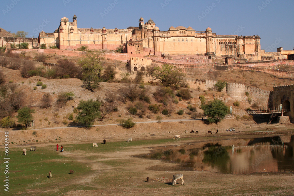 Amber Fort Jaipur India Water Reflection