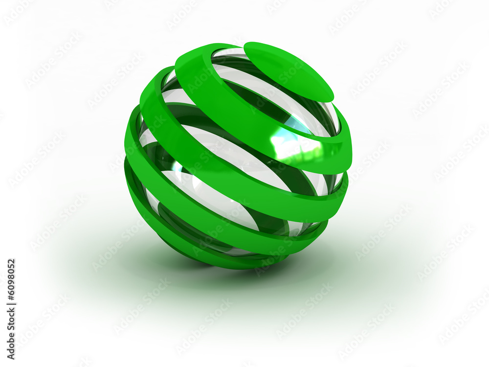 Glass striped green sphere