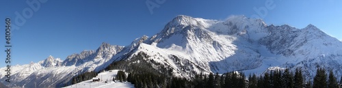 panoramique massif du mont blanc vu du Col de Voze