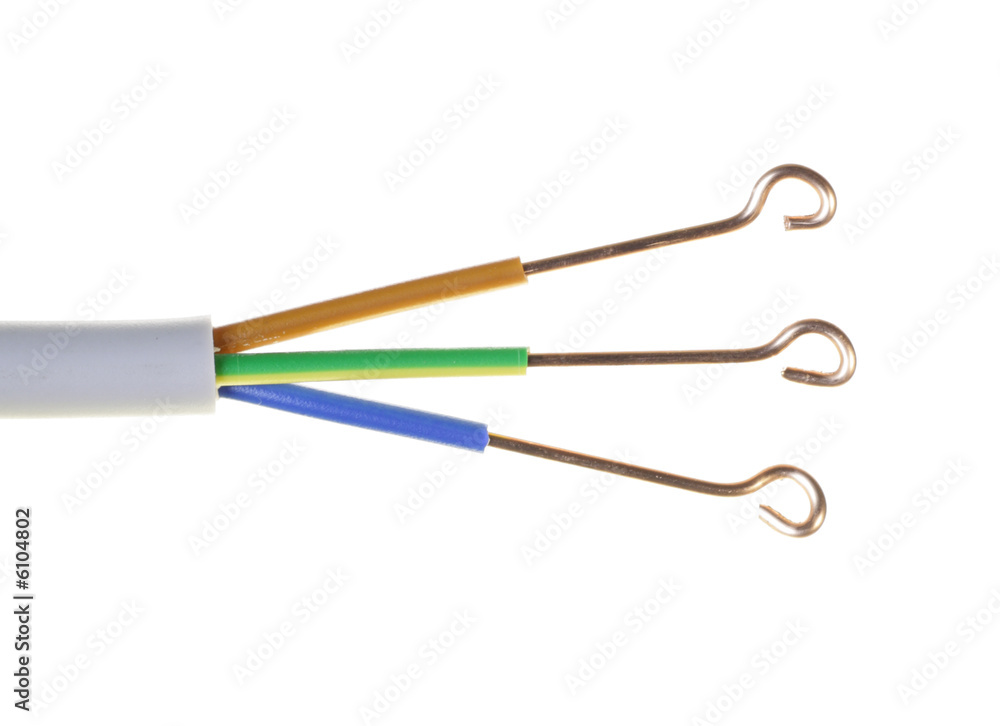 The cleared electric power cable with three lines The cleared electric power cable with three lines