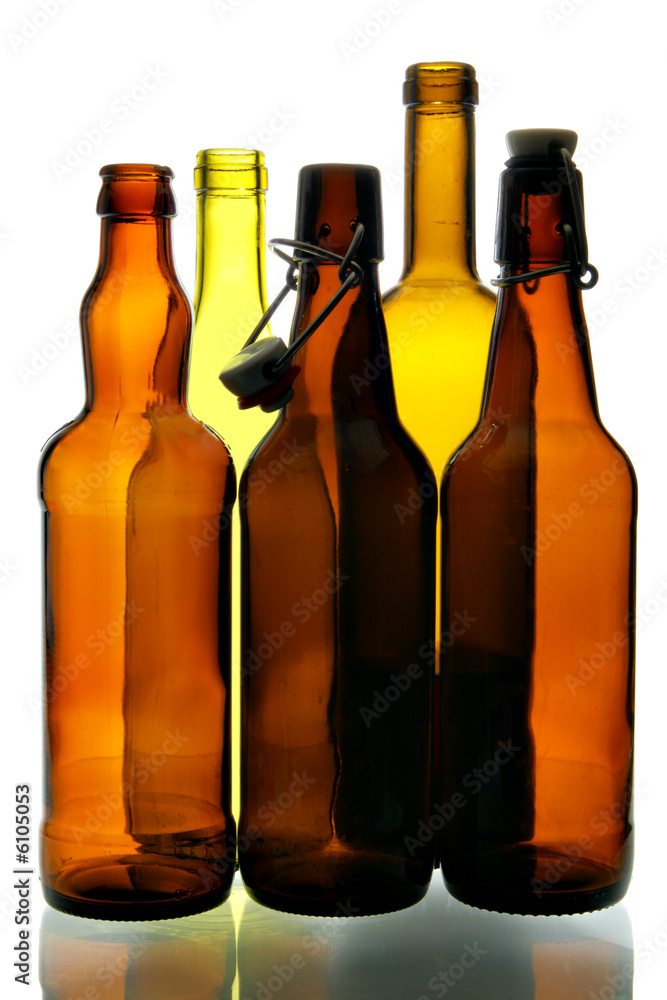 Empty bottles isolated over a white background Empty bottles isolated over a white background