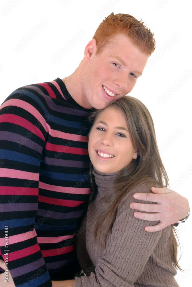 Two casual dressed young adults, teenage man and woman Two casual dressed young adults, teenage man and woman