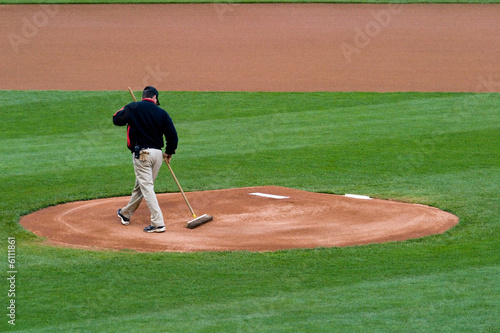 Groundskeeper on Pitching Mound