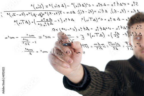 Carta da parati An image of man with pen in hand. Write formule.