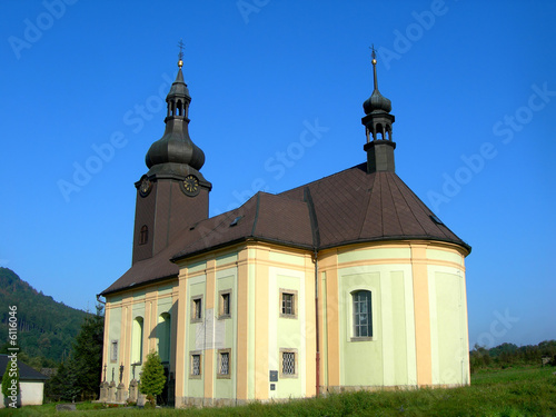 Traditional Czech baroque church located in the country