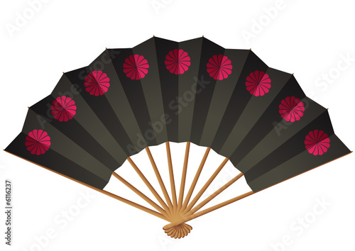 Eventail fleur de lotus noir