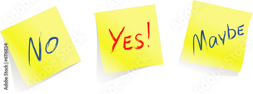 Yes / No / Maybe / yellow note pages / vector 