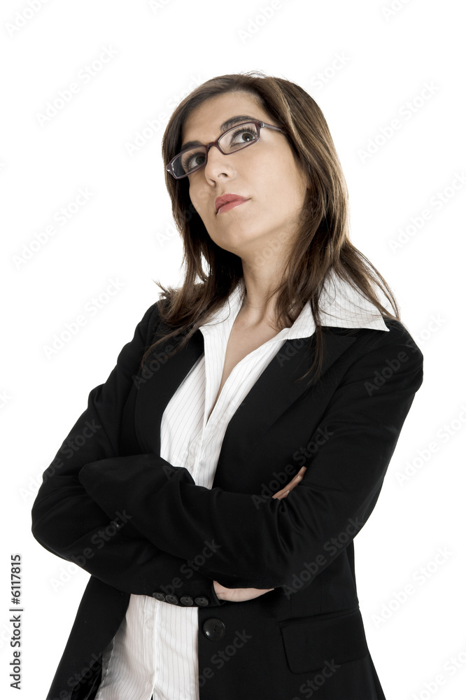 Portrait of a young and beautiful business woman thinking Portrait of a young and beautiful business woman thinking