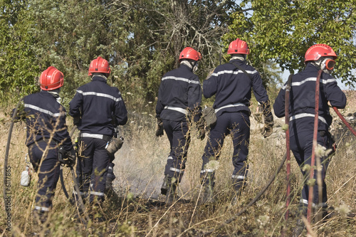 firemen putting out bush fire