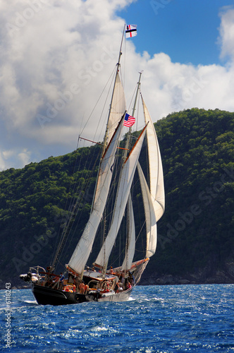 Sailing ship in the Caribbean