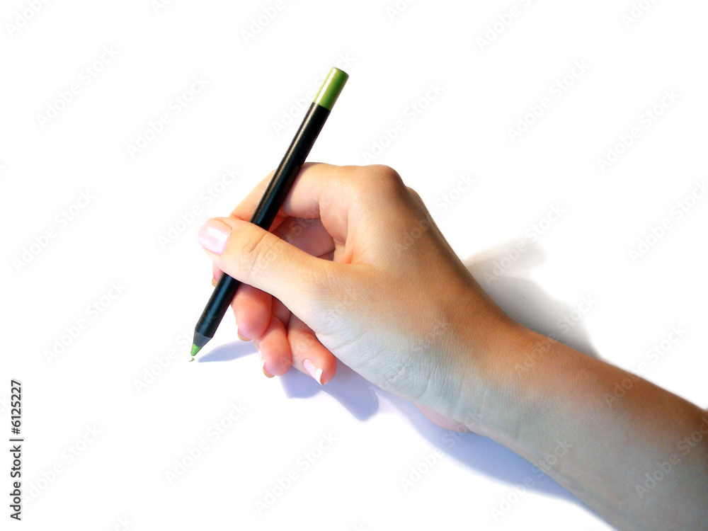 green pencil in hand green pencil in hand