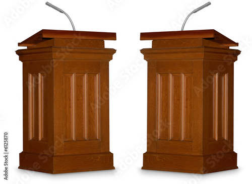 Two opposing podiums