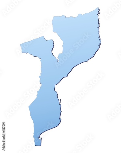 Mozambique map filled with light blue gradient
