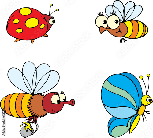 Ladybug, butterfly and bee 