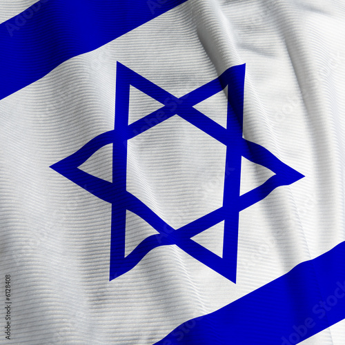 Close up of the Israeli flag, square image