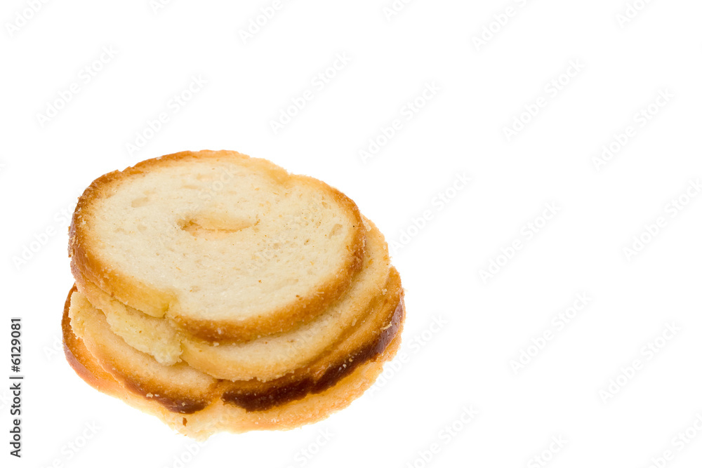 Toasted bagel slices isolated on white background. Toasted bagel slices isolated on white background.