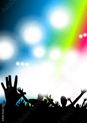 People through the lights in a music concert