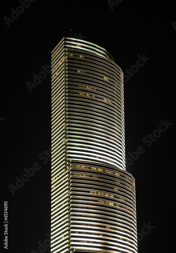 View of City Skyscraper in Miami at Night