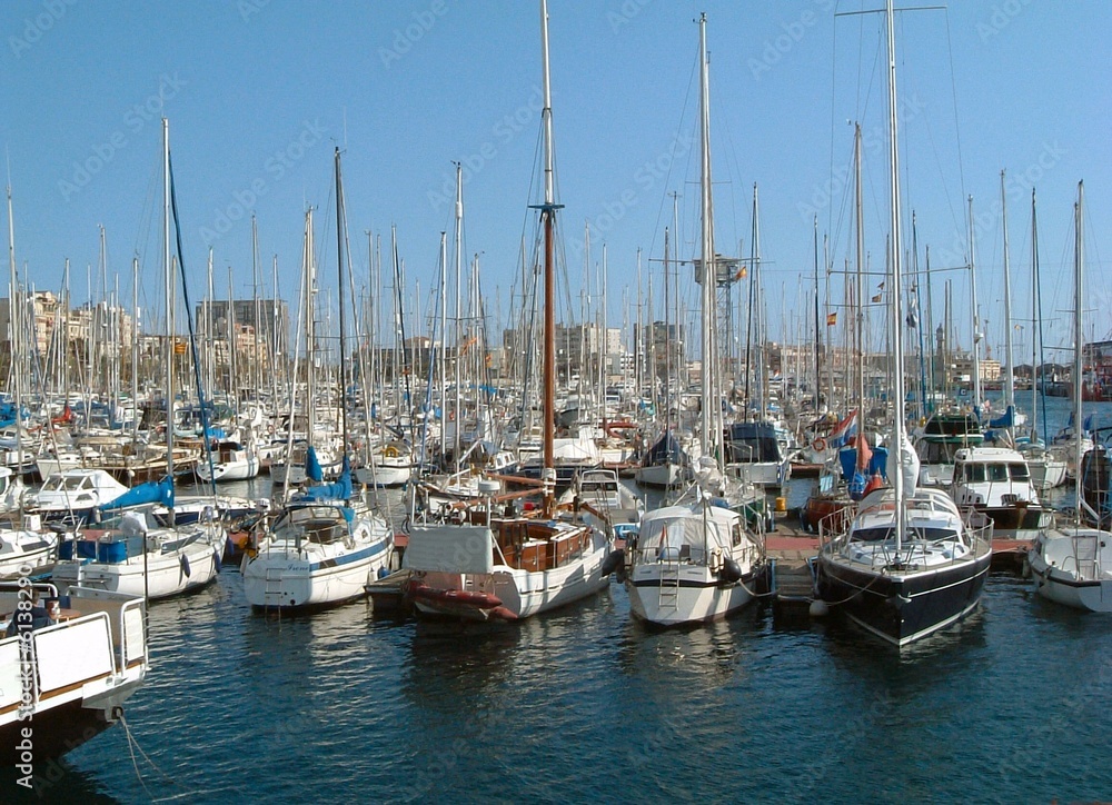 Yachts in marina, Barcelona, Spain