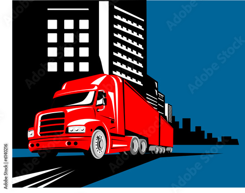 Truck with buildings in the background