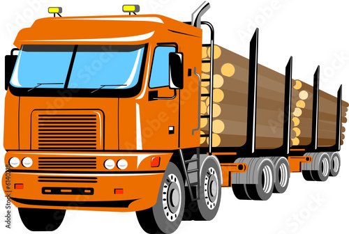 Logging truck isolated on white
