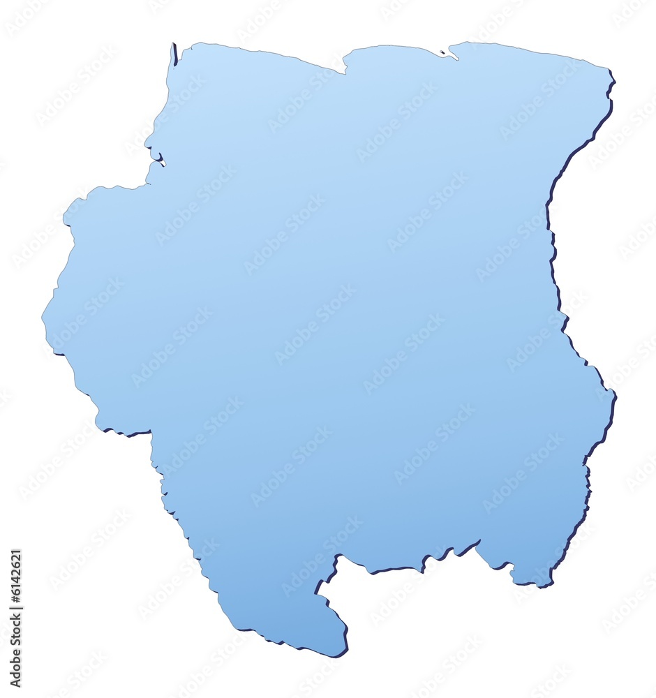 Suriname map filled with light blue gradient Suriname map filled with light blue gradient