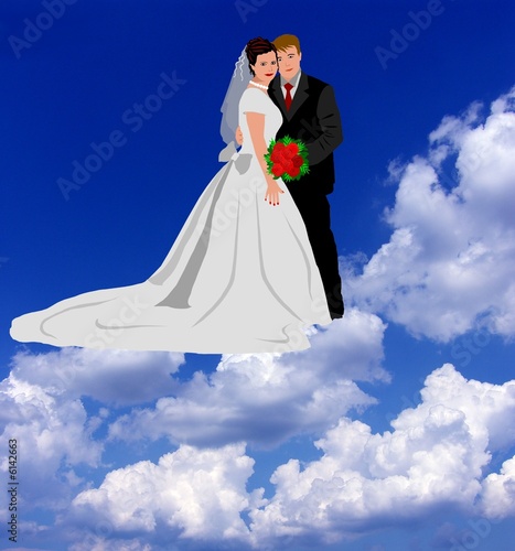 brautpaar im siebten himmel