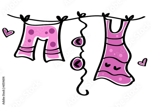 Pinkfarbene Wäsche auf der Leine 