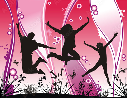 vector young people jumping