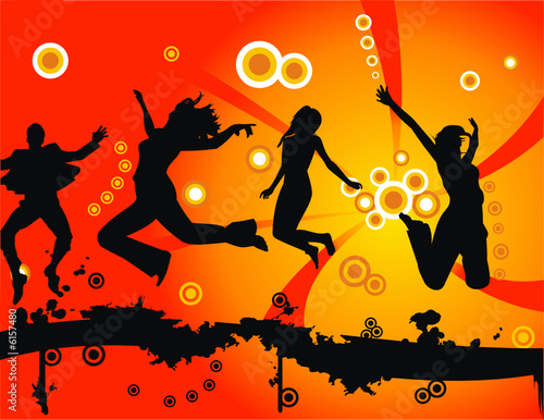 vector young people jumping