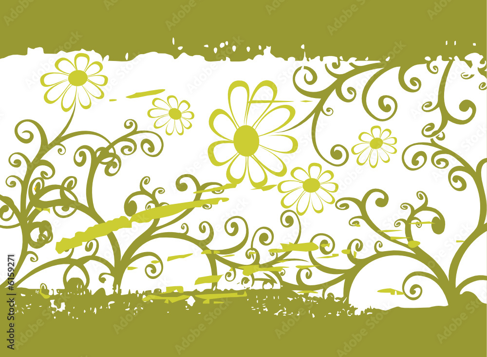 green grunge flower pattern