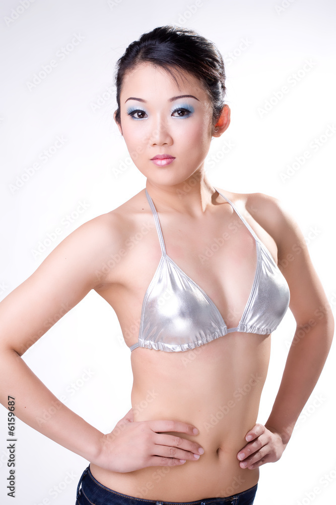 sexy silver bikini asian woman Stock Photo | Adobe Stock