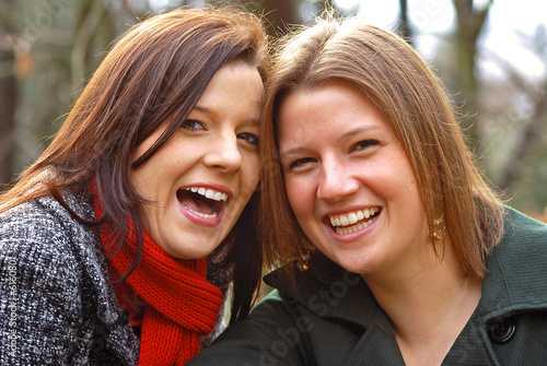 Sisters laughing