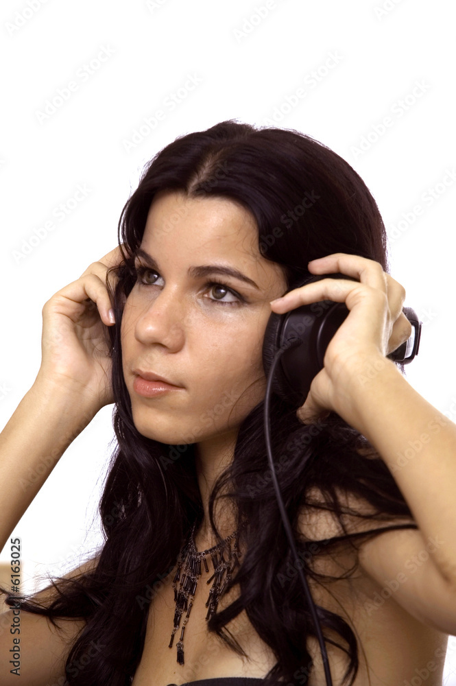Girl and music - young girl with headphones - isolated Girl and music - young girl with headphones - isolated