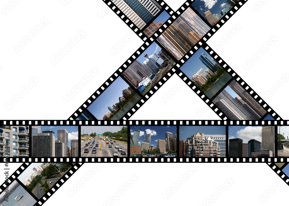 Film strips with travel photos. Calgary, AB, Canada.